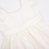 imageUhnice Flower Girl Satin Dress with Pearls Flutter Sleeves V Back Gown with Removable Bow for Wedding Birthday PartyIvory