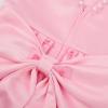 imageUhnice Flower Girl Satin Dress with Pearls Flutter Sleeves V Back Gown with Removable Bow for Wedding Birthday PartyPink