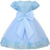 imageUhnice Girls Sequin Tulle Flower Girl Dress with Detachable Bow for Wedding Birthday PartySky Blue