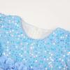imageUhnice Girls Sequin Tulle Flower Girl Dress with Detachable Bow for Wedding Birthday PartySky Blue
