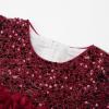 imageUhnice Girls Sequin Tulle Flower Girl Dress with Detachable Bow for Wedding Birthday PartyWine Red