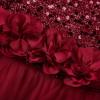 imageUhnice Girls Sequin Tulle Flower Girl Dress with Detachable Bow for Wedding Birthday PartyWine Red