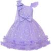 imageUhnice Flower Girls One Shoulder Dress Bowknot Tulle Skirt for Wedding Party PageantPurple