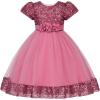 imageUhnice Girls Sequin Tulle Flower Girl Dress with Detachable Bow for Wedding Birthday PartyPink