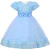 imageUhnice Girls Sequin Tulle Flower Girl Dress with Detachable Bow for Wedding Birthday PartySky Blue