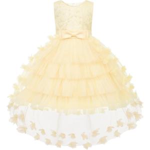 imageUhnice Flower Girl Floral Dress Sleeveless Tulle Embroidery Skirt for Wedding PartyApricot