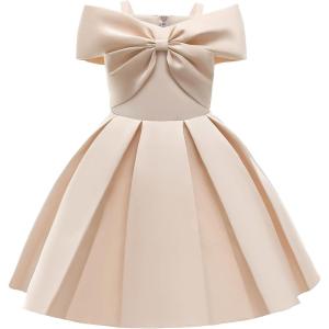 imageUhnice Flower Girl Formal Dress Off Shoulder Bowknot Wedding Ball GownChampagne