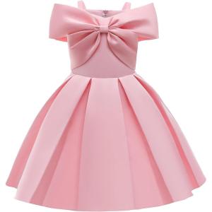 imageUhnice Flower Girl Formal Dress Off Shoulder Bowknot Wedding Ball GownPink