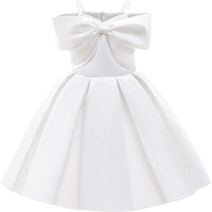 imageUhnice Flower Girl Formal Dress Off Shoulder Bowknot Wedding Ball GownWhite