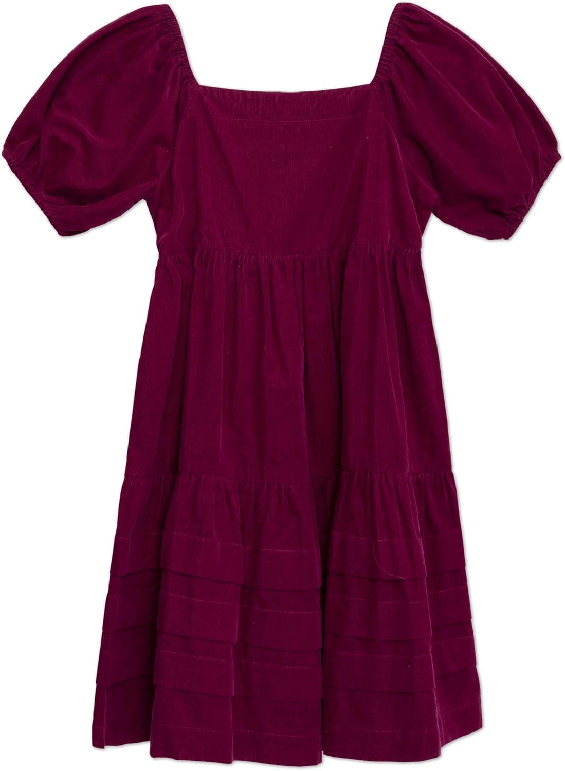 imageSpeechless Girls Corduroy Puff Sleeve Babydoll DressBurgundy