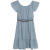 imageSpeechless Girls Flutter Sleeve Textured Woven KneeLength Dress with Braided BeltSlate