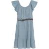 imageSpeechless Girls Flutter Sleeve Textured Woven KneeLength Dress with Braided BeltSlate