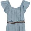 imageSpeechless Girls Flutter Sleeve Textured Woven KneeLength Dress with Braided BeltSlate