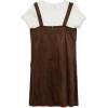 imageSpeechless girls 2piece Faux Suede Jumper Dress With Short Sleeve TshirtBrown