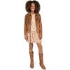 imageSpeechless Girls Long Sleeve Mesh Dress and Sueded Fringe JacketBrownRust