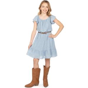 imageSpeechless Girls Flutter Sleeve Textured Woven KneeLength Dress with Braided BeltSlate