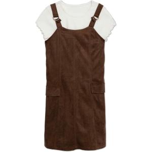 imageSpeechless girls 2piece Faux Suede Jumper Dress With Short Sleeve TshirtBrown