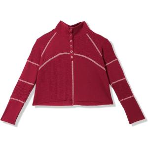 imageGirls Long Sleeve Waffle Knit TShirt Burgundy