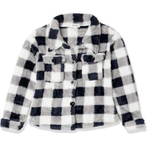 imageSpeechless Girls Checkered Sherpa Button Down SweaterBlackGrey