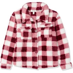 imageSpeechless Girls Checkered Sherpa Button Down SweaterBurgundy