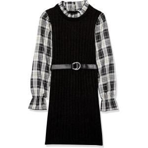 imageSpeechless Girls Long Sleeve Shift DressBlackIvory