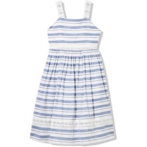 imageSpeechless Girls Sleeveless Pinafore Cotton Poplin DressWhiteDenim