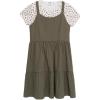 imageSpeechless Girls 2Piece Jumper Set with Sleeveless Tiered Dress and Short Sleeve Cotton TeeOliveFloral
