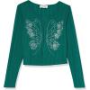 imageSpeechless Girls Butterfly Rhinestone Long Sleeve TopTeal