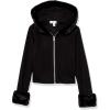 imageSpeechless Girls Faux Fur Zip Up Rib Knit HoodieBlack