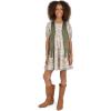 imageSpeechless Girls Puff Sleeve Smocked Bodice Chiffon Dress and Fringe VestCreamBerryBrown