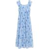 imageSpeechless Girls Sleeveless Floral Print Chiffon Ruffle Strap Tiered Maxi Dress with PurseSkyblue