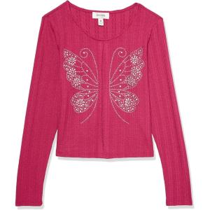 imageSpeechless Girls Butterfly Rhinestone Long Sleeve TopRed