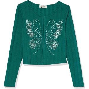 imageSpeechless Girls Butterfly Rhinestone Long Sleeve TopTeal