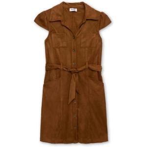 imageSpeechless Girls Cap Sleeve Faux Suede Shirt DressCamel