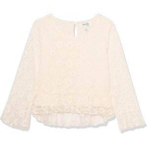 imageSpeechless Girls Embroidery Mesh Long Sleeve TopIvory
