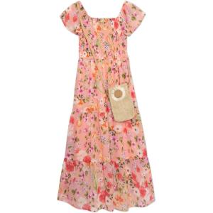 imageSpeechless Girls Flutter Sleeve Chiffon Maxi Tiered DressCoralPink