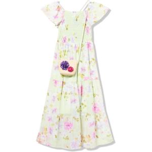 imageSpeechless Girls Flutter Sleeve Chiffon Maxi Tiered DressLimePink