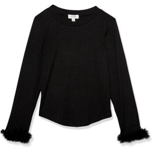 imageSpeechless Girls Fuzzy Cuff Long Sleeve TopBlack