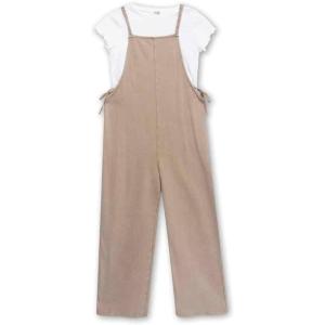 imageSpeechless Girls Short Sleeve Tee and Jumpsuit SetTanWhite