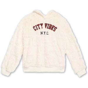 imageSpeechless girls Long Sleeve Faux Fur Boxy HoodieIvory