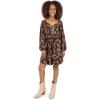 imageSpeechless Girls Long Sleeve Floral Print Laceup Flounce Hem DressBrownFloral