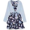 imageSpeechless Girls Sleeveless Tiered Dress and Tie Front CardiganNavyLavender