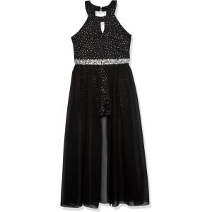 imageSpeechless Girls High Neck Romper Maxi WalkThrough Party DressBlackSilver