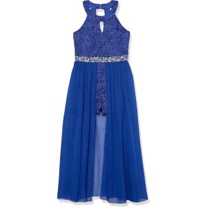 imageSpeechless Girls High Neck Romper Maxi WalkThrough Party DressCobalt
