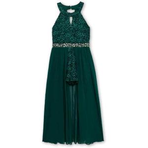 imageSpeechless Girls High Neck Romper Maxi WalkThrough Party DressEmerald Green