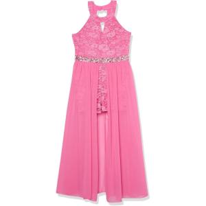 imageSpeechless Girls High Neck Romper Maxi WalkThrough Party DressFuchsia