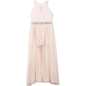 imageSpeechless Girls High Neck Romper Maxi WalkThrough Party DressPale Blush