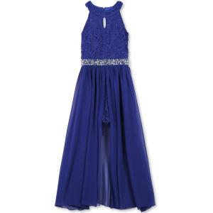imageSpeechless Girls High Neck Romper Maxi WalkThrough Party DressRoyal Blue