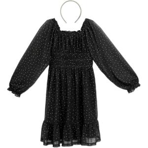 imageSpeechless Girls Long Sleeve Glitter Jersey Party Dress and HeadbandBlack