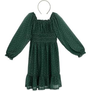 imageSpeechless Girls Long Sleeve Glitter Jersey Party Dress and HeadbandHunter Green